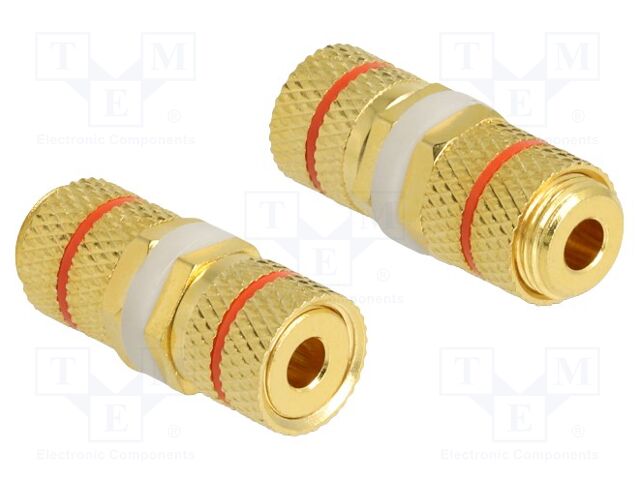 Adapter; banana socket,both sides; Plating: gold-plated; 9.5mm
