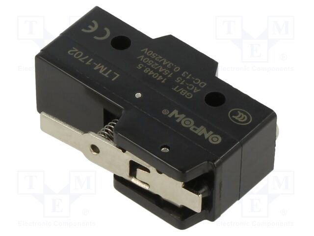 Microswitch SNAP ACTION; 15A/250VAC; 0.03A/250VDC; with lever