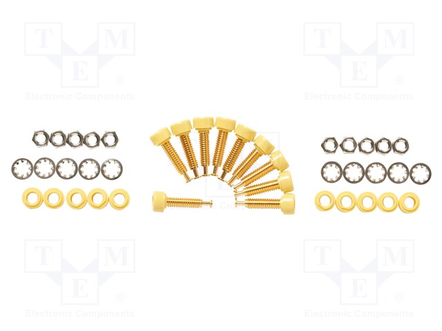 Socket; 2mm banana; 5A; 22.35mm; yellow; Mounting: on panel; 10pcs.