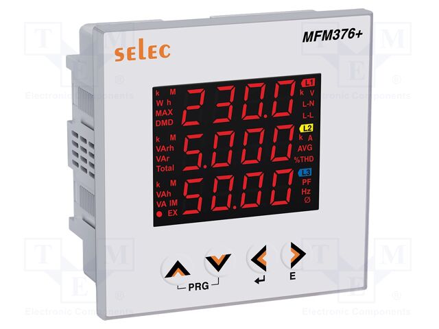 Meter: network parameters; on panel; digital,mounting; LED; 5A