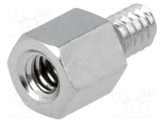 Screwed spacer sleeve; Int.thread: UNC4-40; 5mm; brass; nickel