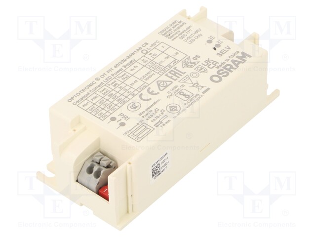 Power supply: switched-mode; LED; 44W; 25÷42VDC; 0.8÷1.05A; IP20