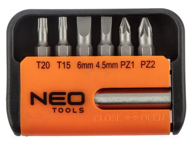 Kit: screwdriver bits; Pozidriv®,slot,Torx®; Mounting: 1/4"