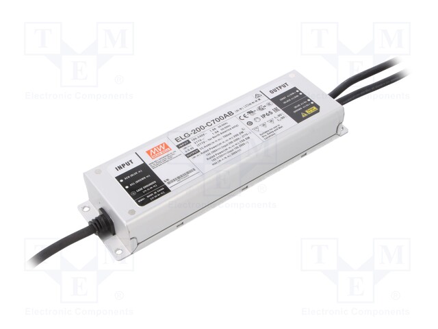 Power supply: switched-mode; LED; 200.2W; 142÷286VDC; 350÷700mA