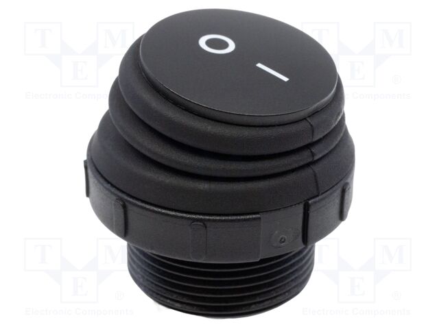 ROCKER; SPST; Pos: 2; OFF-ON; 16A/250VAC; 16A/30VDC; black; black