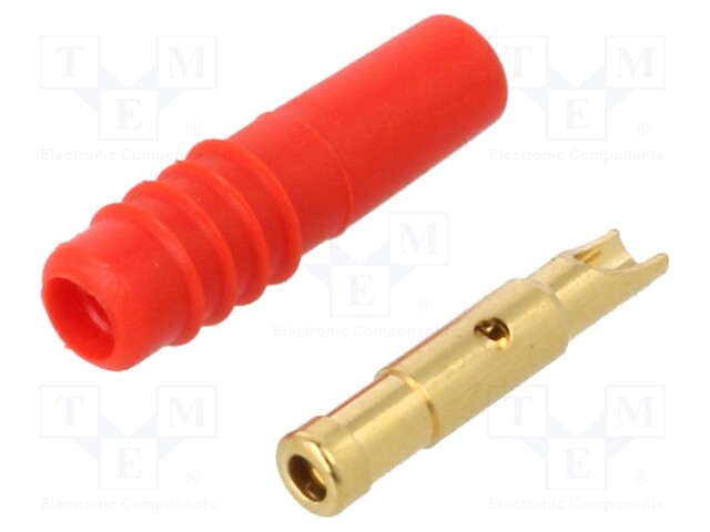 Socket; 1mm banana; 6A; 30VAC; 60VDC; red; Plating: gold-plated