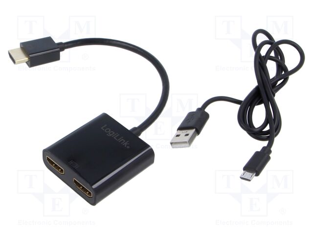 Splitter; HDCP 2.2,HDMI 2.0; black; Input: HDMI plug