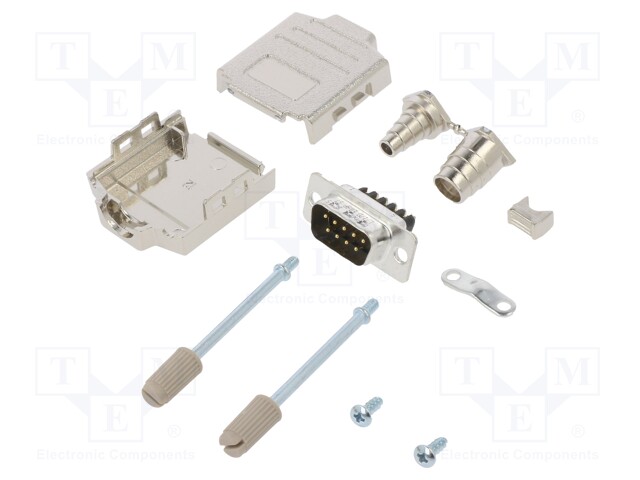 D-Sub; PIN: 9; male; shielded,metalized; straight; screw terminal