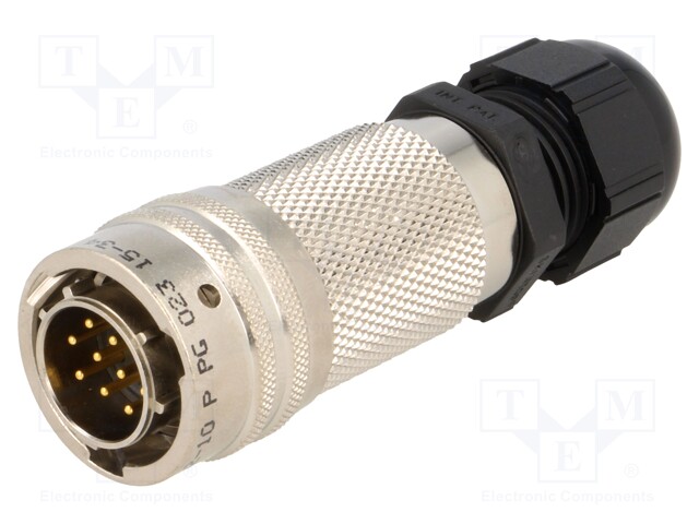 Connector: circular; PT; plug; male; PIN: 10; with cable gland; 7.5A