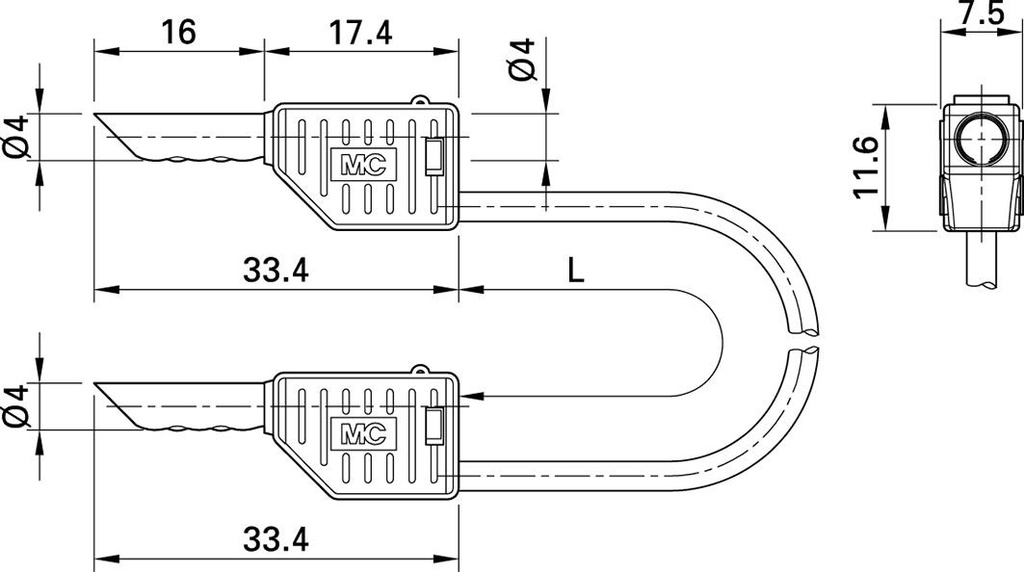Test lead; PVC; 1m; yellow; 19A; 60V; Cond.cross sec: 1mm2
