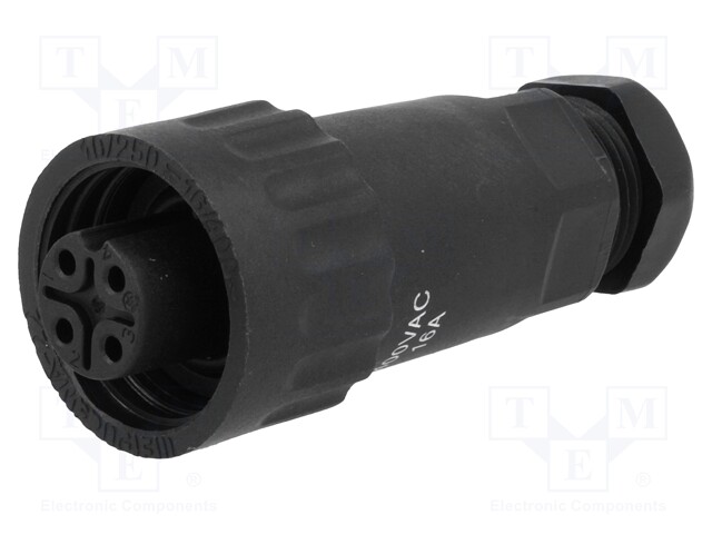 Plug; female; WA22; PIN: 4; 3+PE; IP67; 5÷6.5mm; 16A; screw terminal