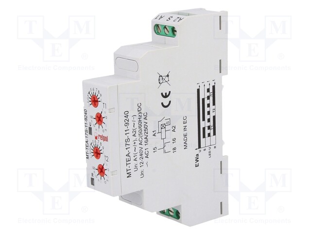 Timer; 1s÷100h; SPDT; 24VDC/10A,250VAC/10A; 12÷240VAC; 12÷240VDC