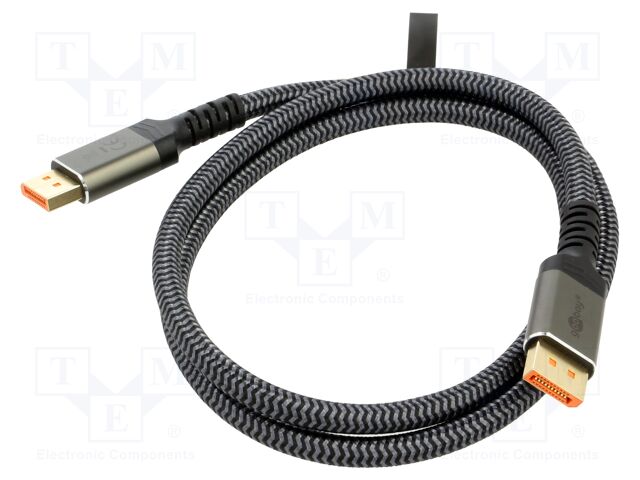 Cable; DisplayPort plug,both sides; textile; Len: 1m; black-grey