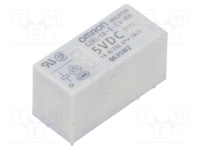 Relay: electromagnetic; SPST-NO; Ucoil: 5VDC; Icontacts max: 16A