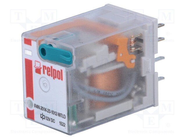 Relay: electromagnetic; 4PDT; Ucoil: 12VDC; 6A/250VAC; 6A/24VDC