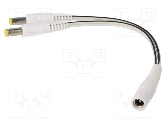 Cable; DC 5,5/2,1 socket,DC 5,5/2,1 plug x2; straight; 0.5mm2