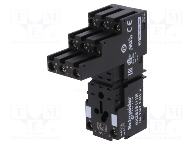 Relays accessories: socket; PIN: 11; Mounting: DIN; 10A; 250VAC