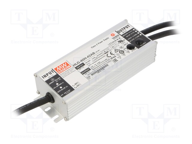 Power supply: switched-mode; LED; 40.32W; 42VDC; 40÷46VDC; IP65