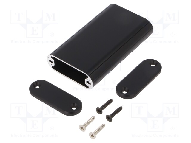 Enclosure: with panel; MXA; X: 41mm; Y: 74mm; Z: 15mm; aluminium