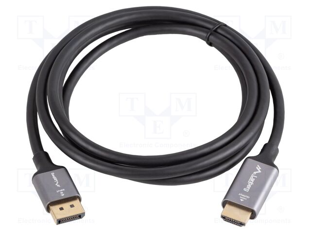Cable; DisplayPort plug,HDMI plug; PVC; 1.8m; black; 32AWG
