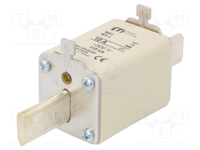 Fuse: fuse; gG; 10A; 500VAC; ceramic,industrial; NH1; WT-NH