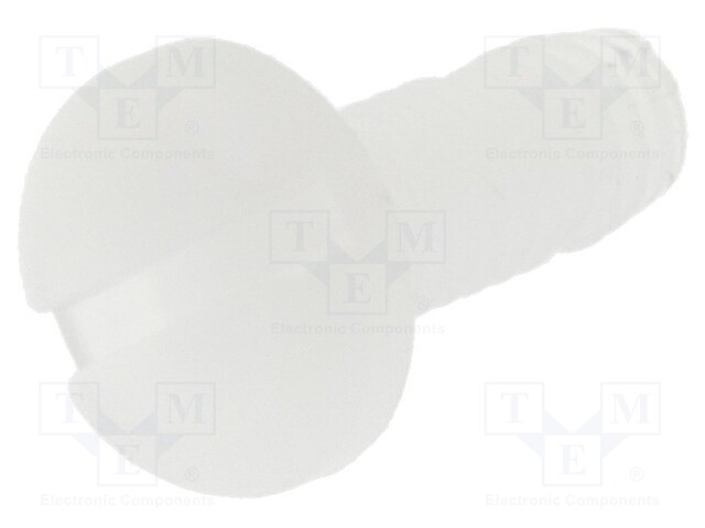 Screw; M2,5x8; Head: cheese head; slotted; plastic; Colour: natural
