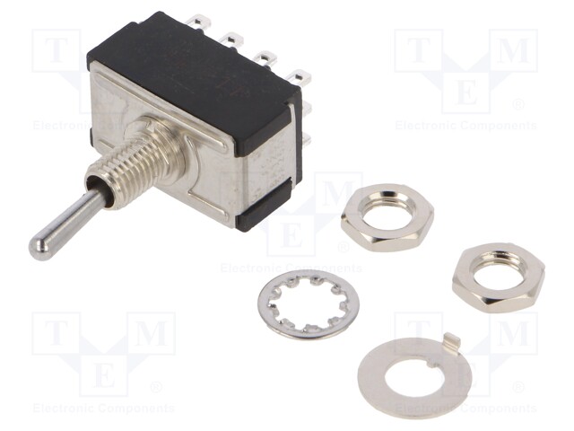 Switch: toggle; Pos: 2; 4PDT; (ON)-ON; 6A/125VAC; 6A/6VDC; -45÷140°C