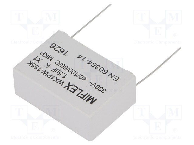 Capacitor: polypropylene; X1; 1.5uF; 330VAC; ±10%; THT