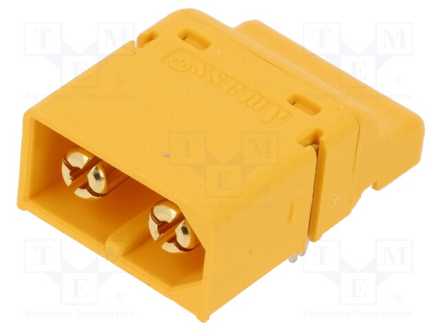 Socket; DC supply; XT60; male; PIN: 2; on PCBs; SMT; Colour: yellow