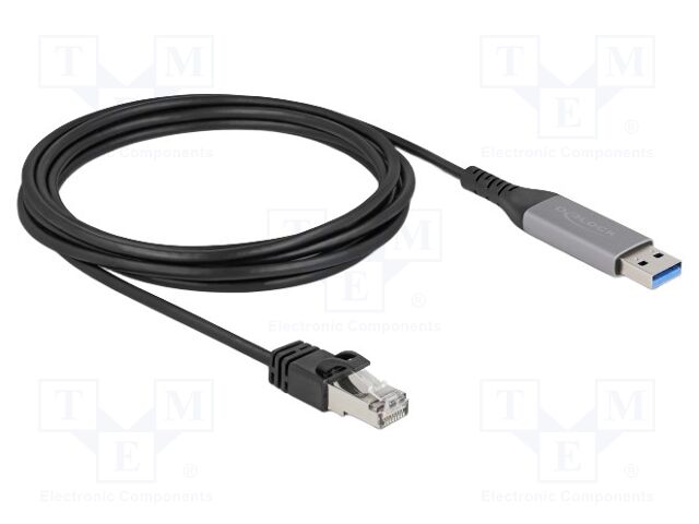 Cable; RJ45 plug,USB A plug; 3m; black; 32AWG; 1Gbps; Cat: 6