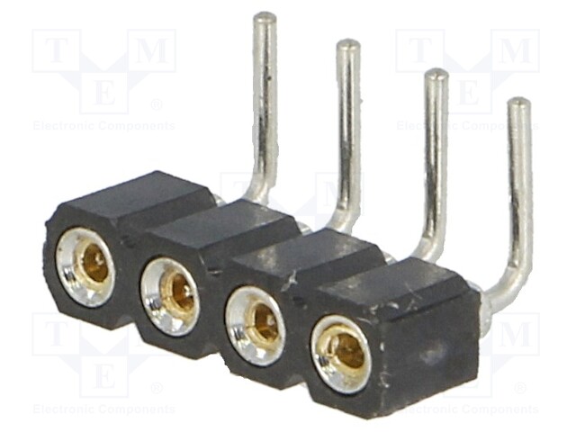 Socket; pin strips; female; PIN: 4; turned contacts; angled 90°