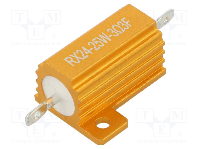 Resistor: wire-wound; with heatsink; 3.3Ω; 25W; ±1%; 50ppm/°C