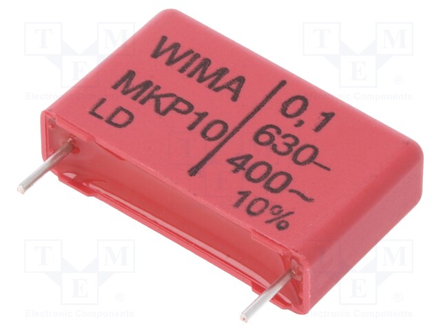 Capacitor: polypropylene; 100nF; 22.5mm; ±10%; 26.5x6x15mm; 630VDC