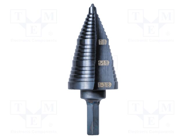 Drill bit; for metal,step,conical; 91mm; high speed steel; 3/8"