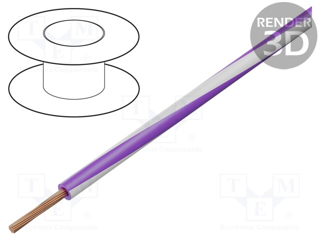 Wire; FLRY-B; 1x2.5mm2; stranded; Cu; PVC; white-violet; 60V; 100m