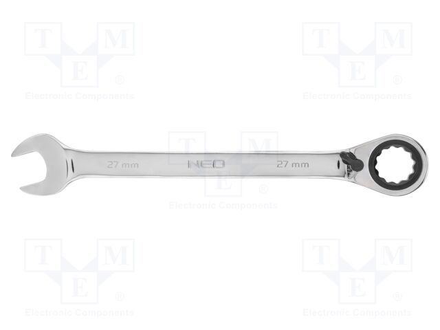 Wrench; combination spanner,with ratchet; 27mm; with switch