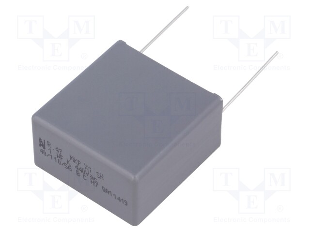 Capacitor: polypropylene; X1; 1uF; 440VAC; ±10%; THT; Pitch: 27.5mm