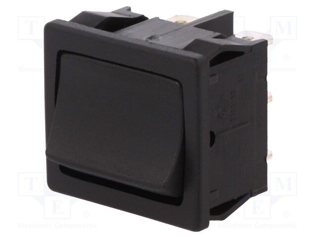 ROCKER; DPDT; Pos: 2; ON-ON; 10A/250VAC; black; IP40; none; 100mΩ