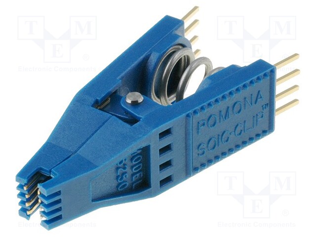 Test clip; SOIC; PIN: 8; blue; Row pitch: 10.92/6.6mm; gold-plated