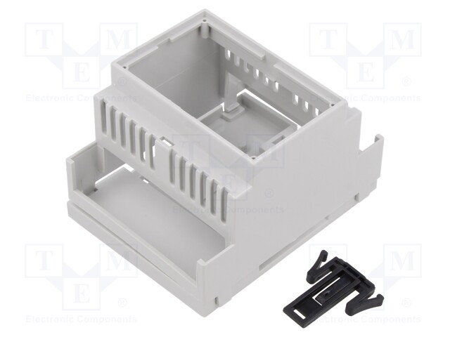 Enclosure: for DIN rail mounting; light grey; No.of mod: 4