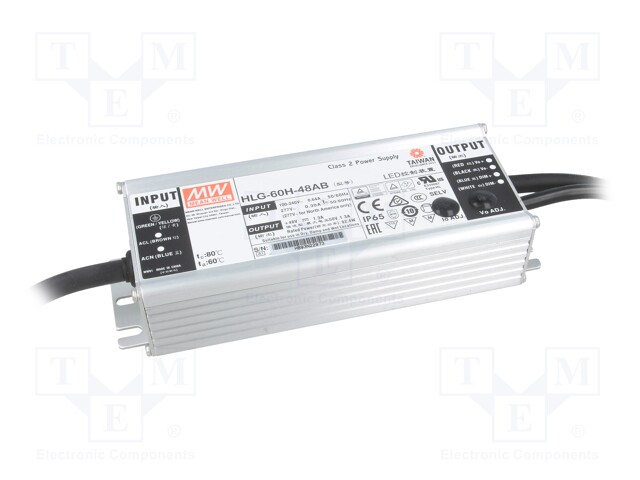 Power supply: switched-mode; LED; 62.4W; 48VDC; 44÷53VDC; IP65