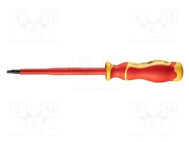 Screwdriver; insulated,slim; slot; 5,5x1,0mm; Blade length: 125mm