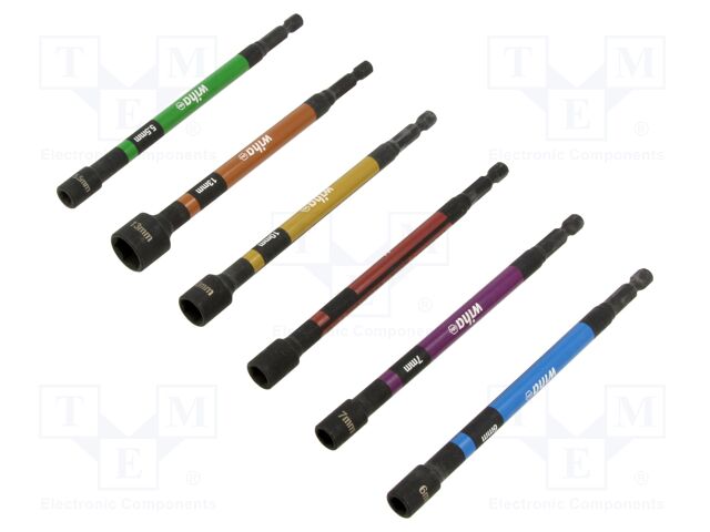 Socket; 6-angles,socket spanner; 1/4"; 150mm; 6pcs.