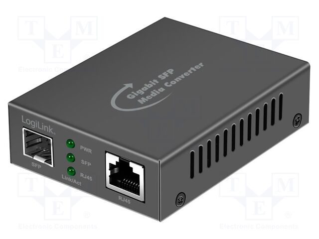 Converter RJ45-SFP; RJ45 socket,SFP; black; 1Gbps; aluminium