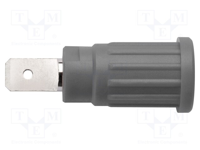 Socket; 4mm banana; 32A; 1kV; grey; nickel plated; 34.8mm; 5mΩ
