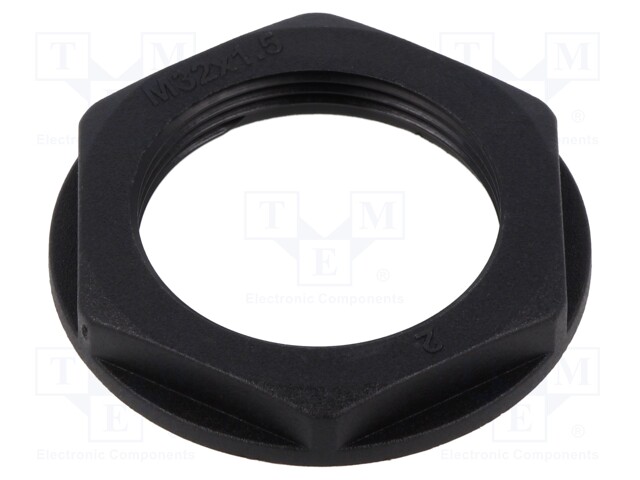 Nut; M32; polyamide; 41mm; black; Thread: metric; Pitch: 1.5
