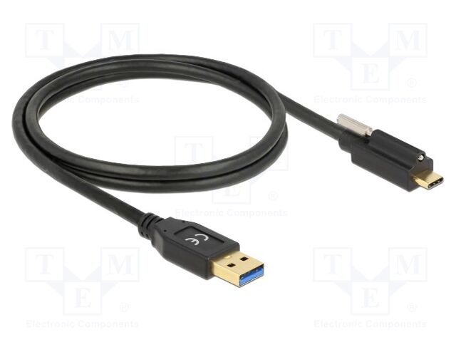Cable; USB A plug,USB C plug; 1m; black; 24AWG,30AWG; 10Gbps