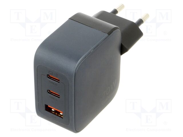 Power supply: switching; mains,plug-in; 5÷20VDC; 70W; 54x31x50mm