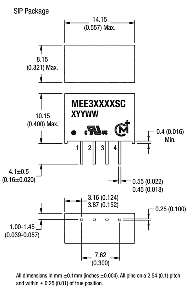 Converter: DC/DC; 3W; Uin: 4.5÷5.5V; Uout: 15VDC; Iout: 200mA; SIP