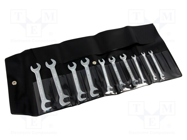 Key set; spanner; Chrom-vanadium steel; Pcs: 10